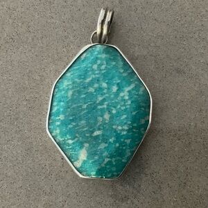 Amazonite Pendant Sterling, Large, Rare
